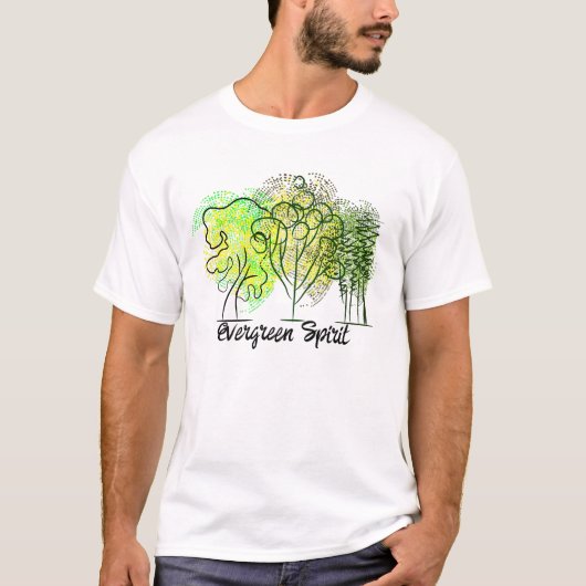 Evergreen Spirit met bomen T-shirt (Voorkant)