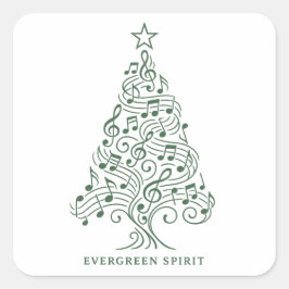 Evergreen Spirit – Musical Christmas Tree Design Vierkante Sticker