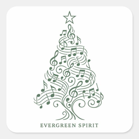 Evergreen Spirit – Musical Christmas Tree Design Vierkante Sticker (Voorkant)