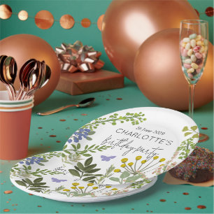 Evergreen Summer Garden Verjaardagsfeest Papieren Bordje