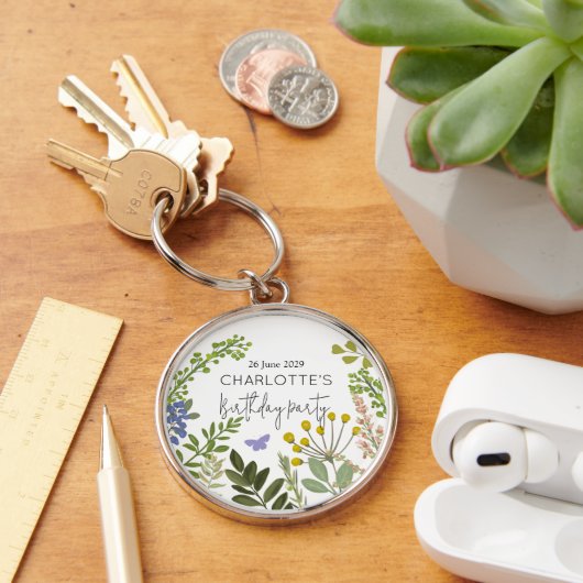 Evergreen Summer Garden Verjaardagsfeest Sleutelhanger (Bureau)