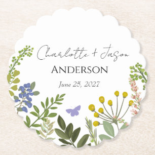 Evergreen Summer Garden Wedding Kartonnen Onderzetters