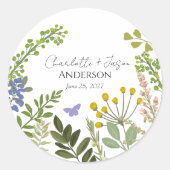 Evergreen Summer Garden Wedding Ronde Sticker (Voorkant)
