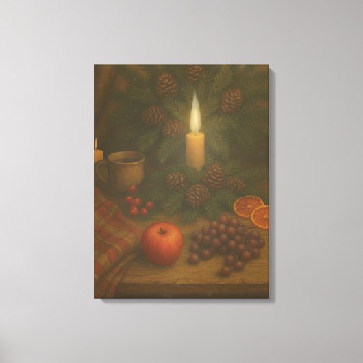 Evergreen Table – Candlelight and Calm Canvas Afdruk (Voorkant)