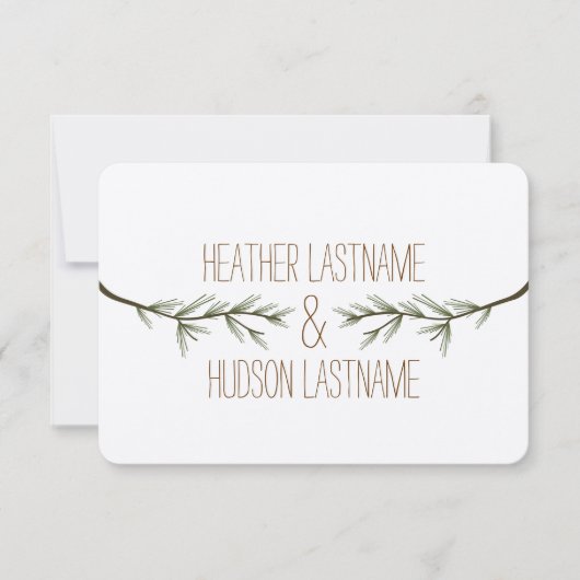 Evergreen Tree Branches Wedden Save the Date (Voorkant)