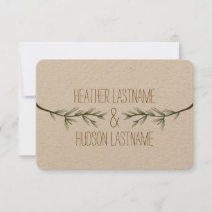 Evergreen Tree Branches Wedden Save the Date