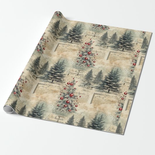 Evergreen Tree Forest Cadeaupapier (Uitgerold)