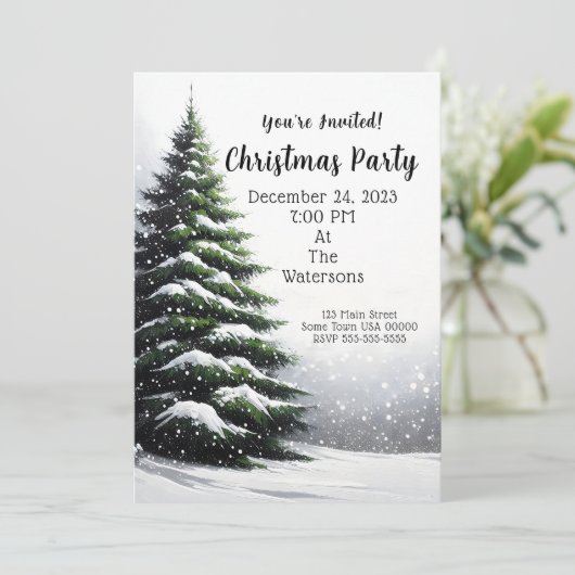 Evergreen Tree Kerstfeest uitnodiging (Staand voorkant)