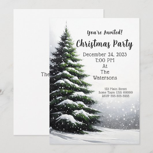 Evergreen Tree Kerstfeest uitnodiging (Voorkant / Achterkant)