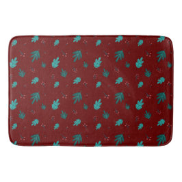 Evergreen Tree Leaves en Red Holly Berries Badmat