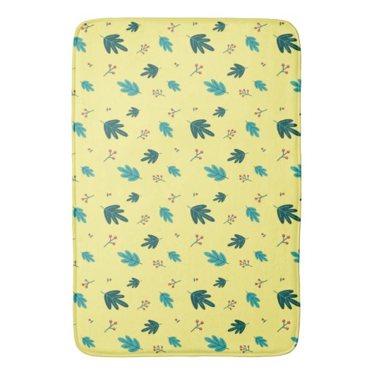 Evergreen Tree Leaves en Red Holly Berries Badmat (Voorkant Verticaal)