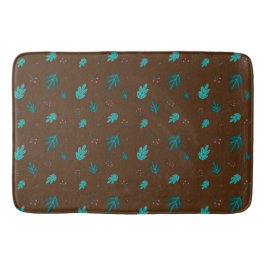 Evergreen Tree Leaves en Red Holly Berries Badmat