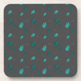 Evergreen Tree Leaves en Red Holly Berries Bier Onderzetter