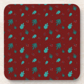 Evergreen Tree Leaves en Red Holly Berries Bier Onderzetter (Voorkant)