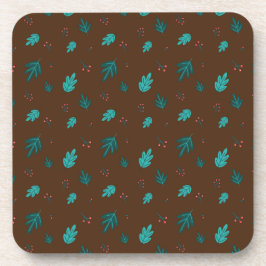 Evergreen Tree Leaves en Red Holly Berries Bier Onderzetter