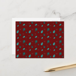 Evergreen Tree Leaves en Red Holly Berries Briefkaart