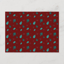 Evergreen Tree Leaves en Red Holly Berries Briefkaart