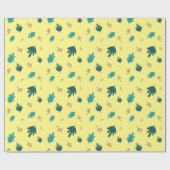 Evergreen Tree Leaves en Red Holly Berries Cadeaupapier (Vlak)