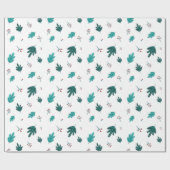 Evergreen Tree Leaves en Red Holly Berries Cadeaupapier (Vlak)