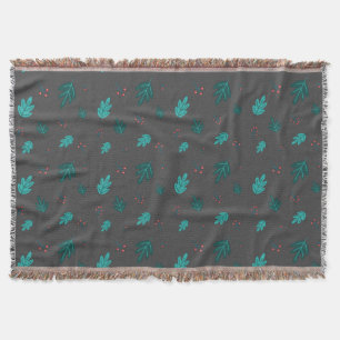 Evergreen Tree Leaves en Red Holly Berries Deken