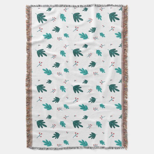 Evergreen Tree Leaves en Red Holly Berries Deken (Voorkant Verticaal)