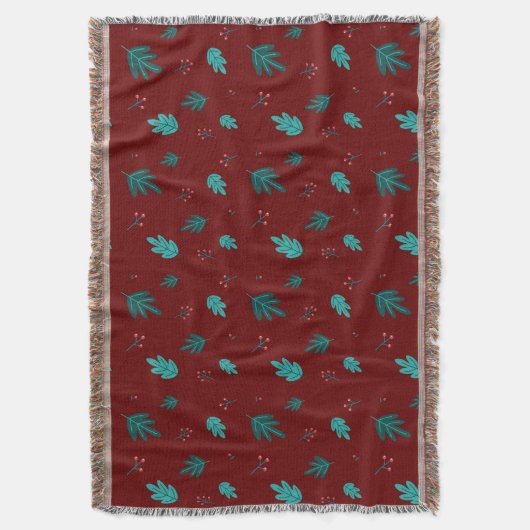 Evergreen Tree Leaves en Red Holly Berries Deken (Voorkant Verticaal)