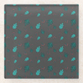 Evergreen Tree Leaves en Red Holly Berries Glazen Onderzetter (Voorkant)