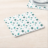 Evergreen Tree Leaves en Red Holly Berries Kartonnen Onderzetters (Schuin)