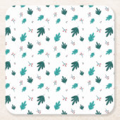 Evergreen Tree Leaves en Red Holly Berries Kartonnen Onderzetters (Voorkant)