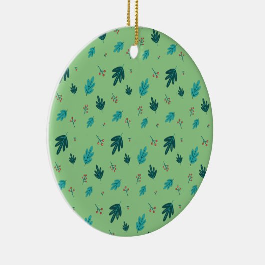 Evergreen Tree Leaves en Red Holly Berries Keramisch Ornament (Rechts)