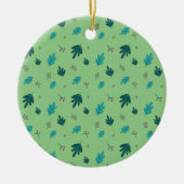 Evergreen Tree Leaves en Red Holly Berries Keramisch Ornament (Voorkant)
