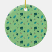 Evergreen Tree Leaves en Red Holly Berries Keramisch Ornament (Achterkant)