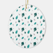 Evergreen Tree Leaves en Red Holly Berries Keramisch Ornament (Links)