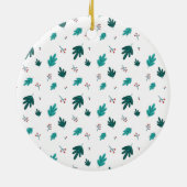 Evergreen Tree Leaves en Red Holly Berries Keramisch Ornament (Achterkant)