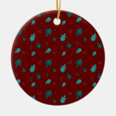 Evergreen Tree Leaves en Red Holly Berries Keramisch Ornament (Voorkant)
