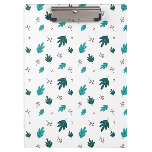 Evergreen Tree Leaves en Red Holly Berries Klembord (Voorkant)