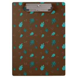 Evergreen Tree Leaves en Red Holly Berries Klembord