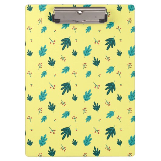 Evergreen Tree Leaves en Red Holly Berries Klembord (Voorkant)