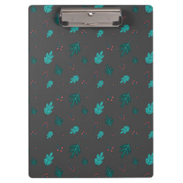 Evergreen Tree Leaves en Red Holly Berries Klembord