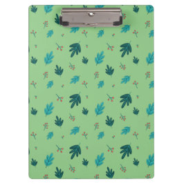 Evergreen Tree Leaves en Red Holly Berries Klembord