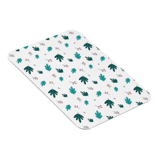 Evergreen Tree Leaves en Red Holly Berries Magneet (Rechterzijde)