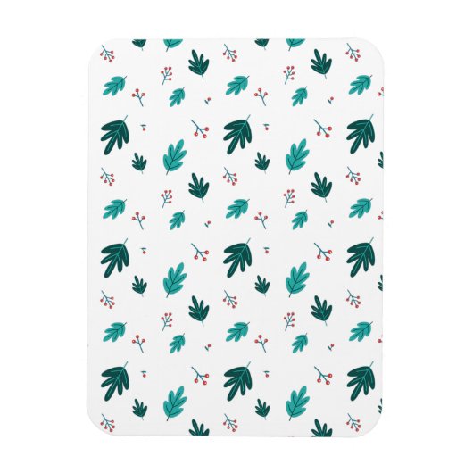 Evergreen Tree Leaves en Red Holly Berries Magneet (Verticaal)