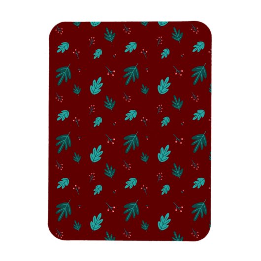Evergreen Tree Leaves en Red Holly Berries Magneet (Verticaal)