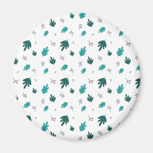 Evergreen Tree Leaves en Red Holly Berries Magneet