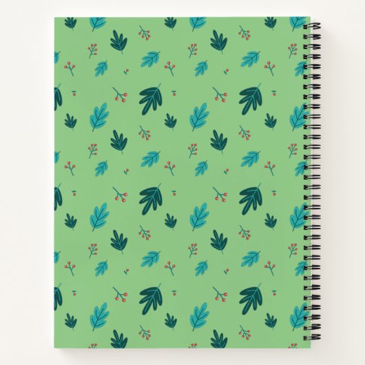 Evergreen Tree Leaves en Red Holly Berries Notitieboek (Achterkant)