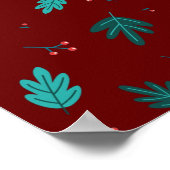 Evergreen Tree Leaves en Red Holly Berries Poster (Hoek)