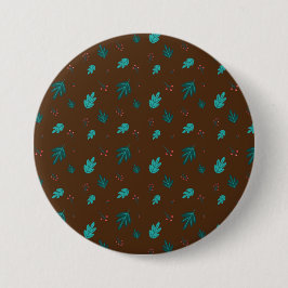 Evergreen Tree Leaves en Red Holly Berries Ronde Button 7,6 Cm