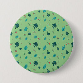Evergreen Tree Leaves en Red Holly Berries Ronde Button 7,6 Cm