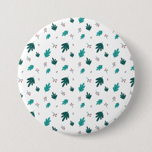 Evergreen Tree Leaves en Red Holly Berries Ronde Button 7,6 Cm