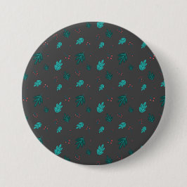 Evergreen Tree Leaves en Red Holly Berries Ronde Button 7,6 Cm